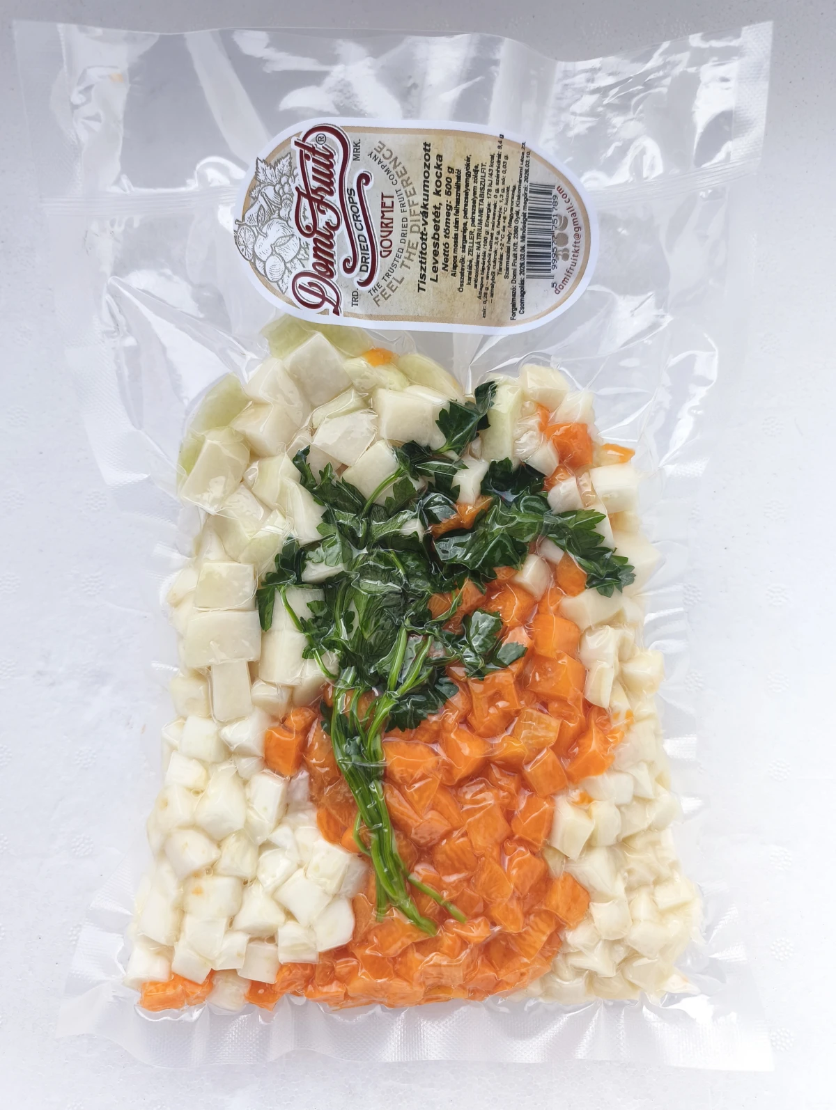 Tisztított, vákuumcsomagolt levesbetét, kocka, 1 kg